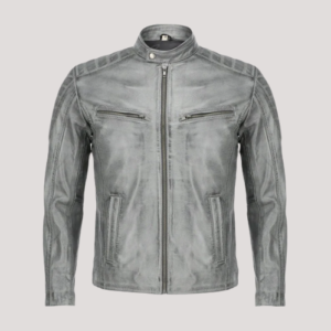 Grey Leather Jacket Men