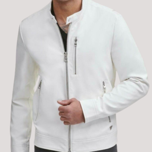 Guess White Leather Jacket