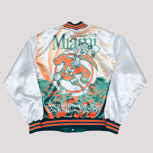 University Of Miami Hurricanes 1990's Bomber Satin Jacket - Image 2