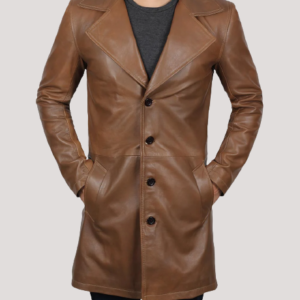 Mid Length Leather Jacket Men's