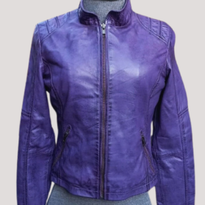 Plus Size Purple Leather Jacket