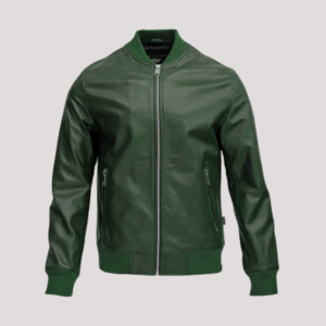 Green Leather Bomber Jacket