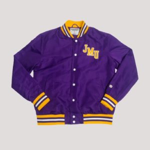 James Madison Dukes Script Bomber Satin Jacket