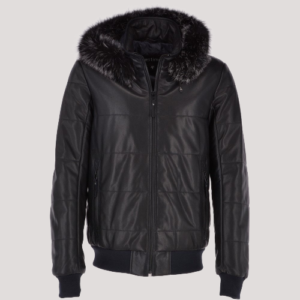 Leather Jacket With Fur Hood Mens