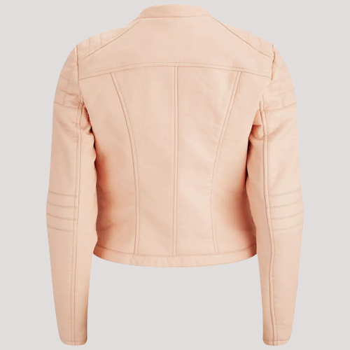 Women's Vero Moda Tattoo Tropical Peach Leather Jacket - Image 2