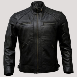 Quilted Shoulder Leather Jacket