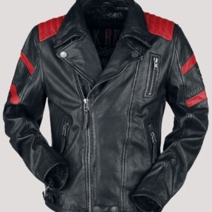 Black And Red Leather Motorcycle Jacket