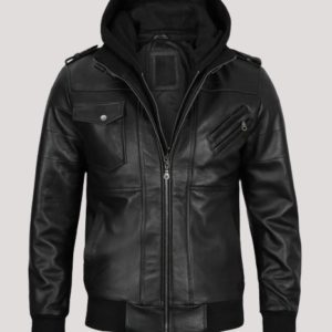 Black Leather Jacket With Hood Mens