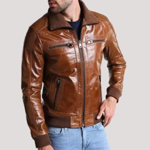 Bomber Leather Jacket Mens