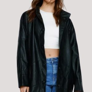 Faux Leather Longline Jacket