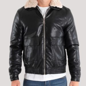 Leather Bomber Jacket With Fur Hood