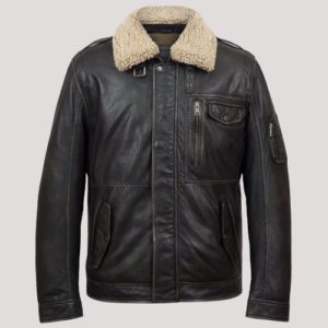 Leather Jacket Fur Collar Mens