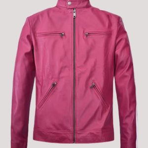 Pink Leather Jacket Men