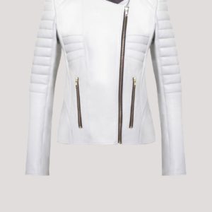 White Leather Jacket For Womens