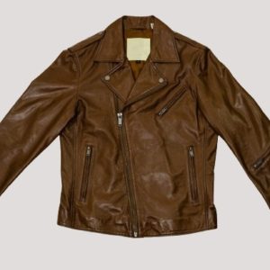 Brown Leather Biker Jacket Mens