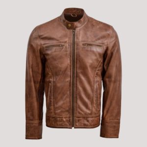 Brown Waxed Men's Leather Jacket