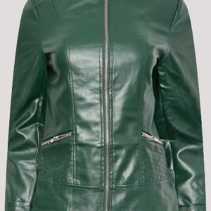 Faux Leather Jacket Green