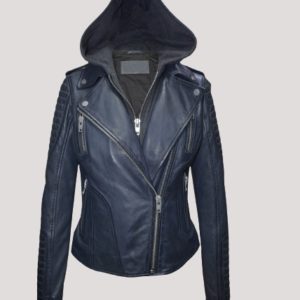 Leather Jacket Hood Women