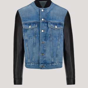 Leather Sleeved Denim Jacket