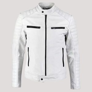 Mens Lambskin White Leather Jacket