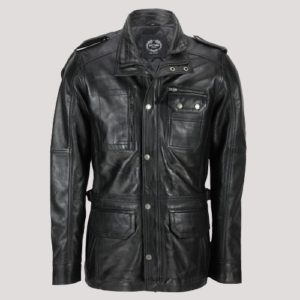 Mens Leather Military Jacket