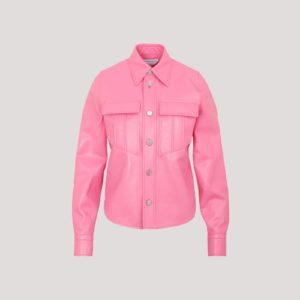 Pink Leather Biker Jacket