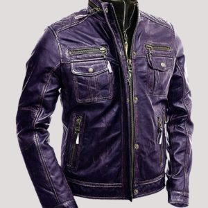 Purple Leather Jacket Men