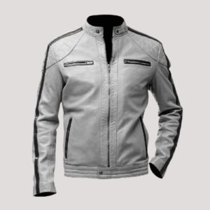 Striped Leather Jacket Mens