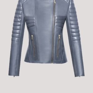 Women's Gray Leather Jacket