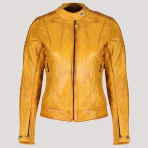 Yellow Leather Motorcycle Jacket