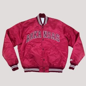 Arkansas Razorbacks Burgundy Satin Jacket