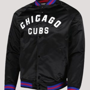 Chicago Cubs Black Satin Jacket