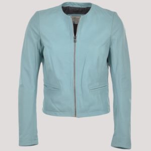 Light Blue Leather Jacket Womens