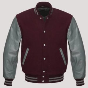 Maroon And Grey Varsity Jacket