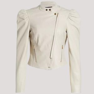 Puff Sleeve Faux Leather Jacket