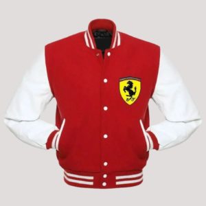 Red And White Ferrari Varsity Jacket