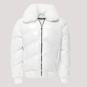 White Leather Puffer Jacket