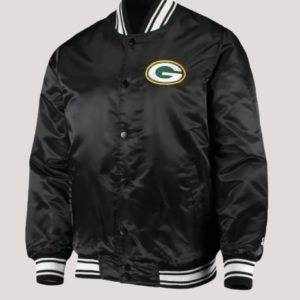 Green Bay Packers Black Satin Jacket