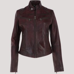 Lola Burgundy Leather Jacket