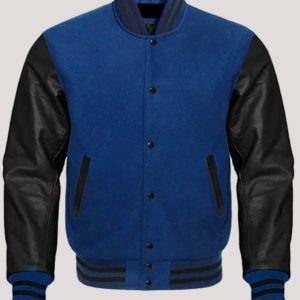 Mens Blue And Black Varsity Jacket