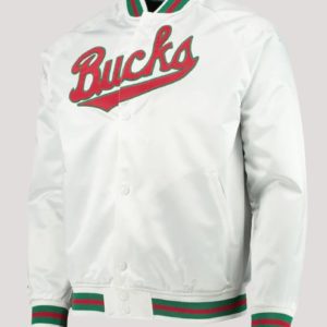 Milwaukee Bucks Hardwood Classics White Satin Jacket