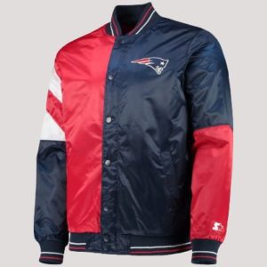 Navy Red New England Patriots Leader Varsity Satin Jacket