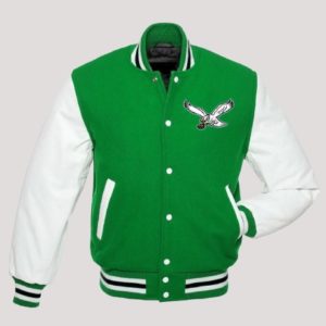 Philadelphia Eagles Green And White Varsity Jacket