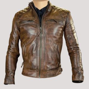 Roan Distressed Brown Moto Leather Jacket