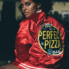 Zazie Beetz Slice Astrid Red Satin Jacket - Image 2