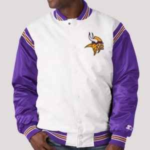 The Renegade Minnesota Vikings White Purple Varsity Jacket