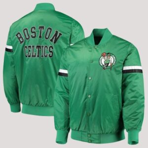 Boston Celtics Nba Green Varsity Bomber Satin Jacket