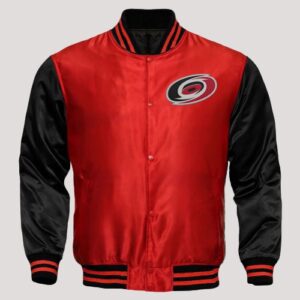 Carolina Hurricanes Nhl Red And Black Bomber Varsity Satin Jacket