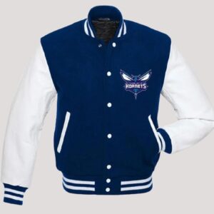 Charlotte Hornets Blue And White Varsity Jacket