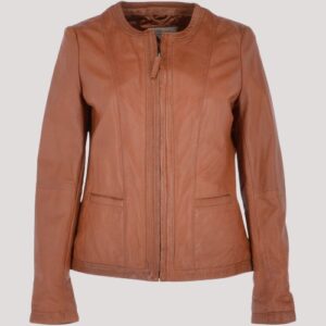 Liona Cognac Leather Jacket